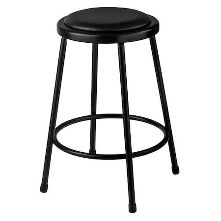 Interion By Global Industrial Interion 24inH Steel Work Stool with Vinyl Seat, Backless, Black, 2PK B2217231